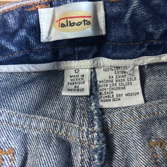 vtg womans TALBOTS Mom Jeans Sz 12 Blue High Rise 100% Cotton Straight 90s y2k - Picture 7 of 13